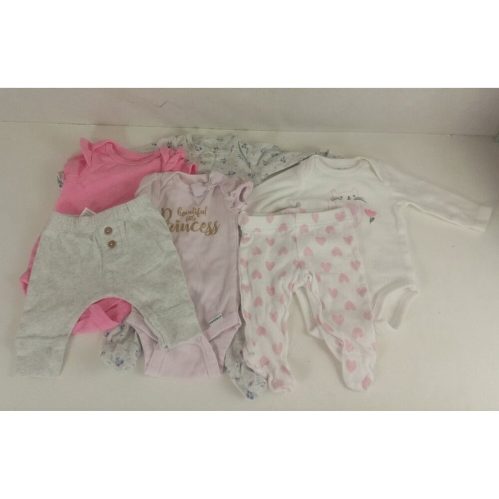 Girl Clothes Size Newborn Mixed Brands Lot Of 6 Pieces (E)